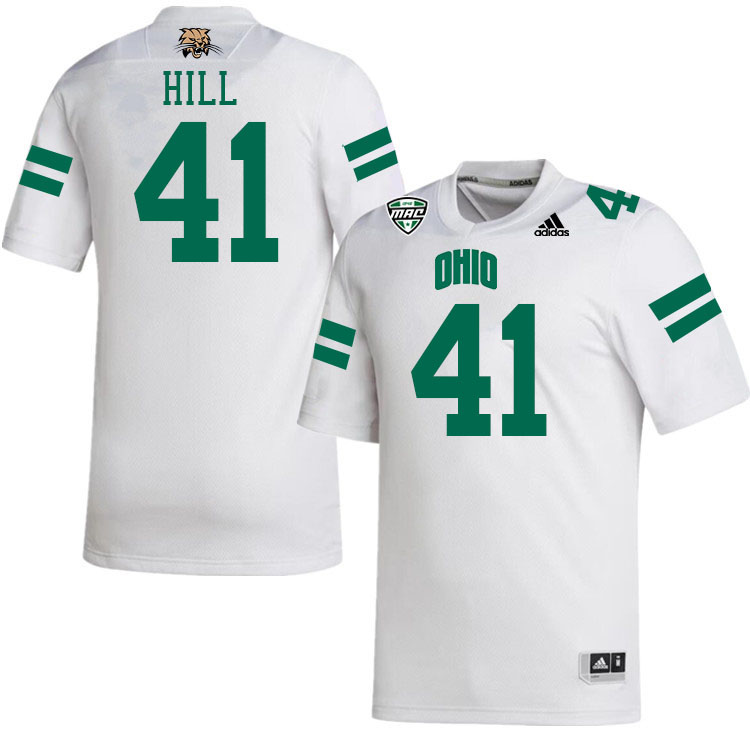 Ohio Bobcats #41 Creed Hill College Football Jerseys Stitched-White